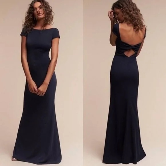 Katie May Madison Navy Blue Twist Maxi Dress Gown - Picture 1 of 10